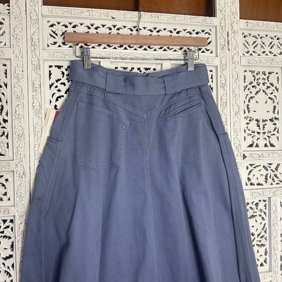 Vintage NWT Deadstock Blue Prairie Cottagecore Flowy Midi Skirt With Belt Sz S - Picture 5 of 8